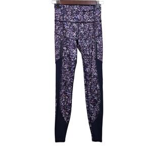 Athleta Rainier Printed Mesh XXS High‎ Rise Purple Navy Floral Leggings